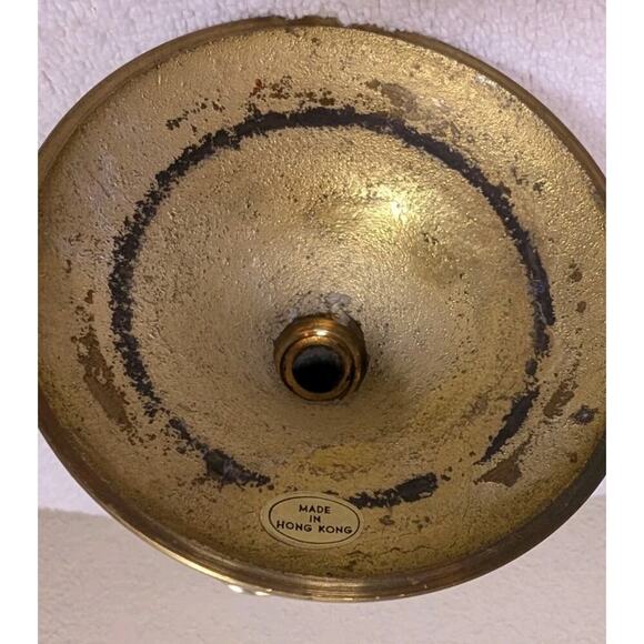 CANDLE HOLDER Taper, Vintage MCM Single -Brass - 9.5", Columnar. VGC - Picture 6 of 6